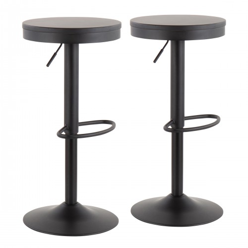Dakota Bar Stool (Black Wood + Black Metal) - Set of 2